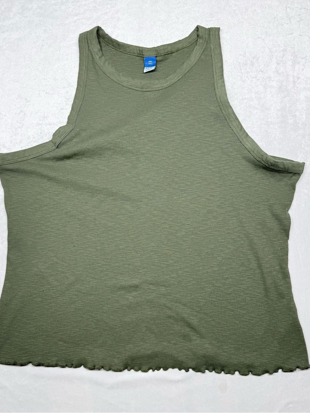 Old Navy Olive Ribbed Tank with Lettuce Hem